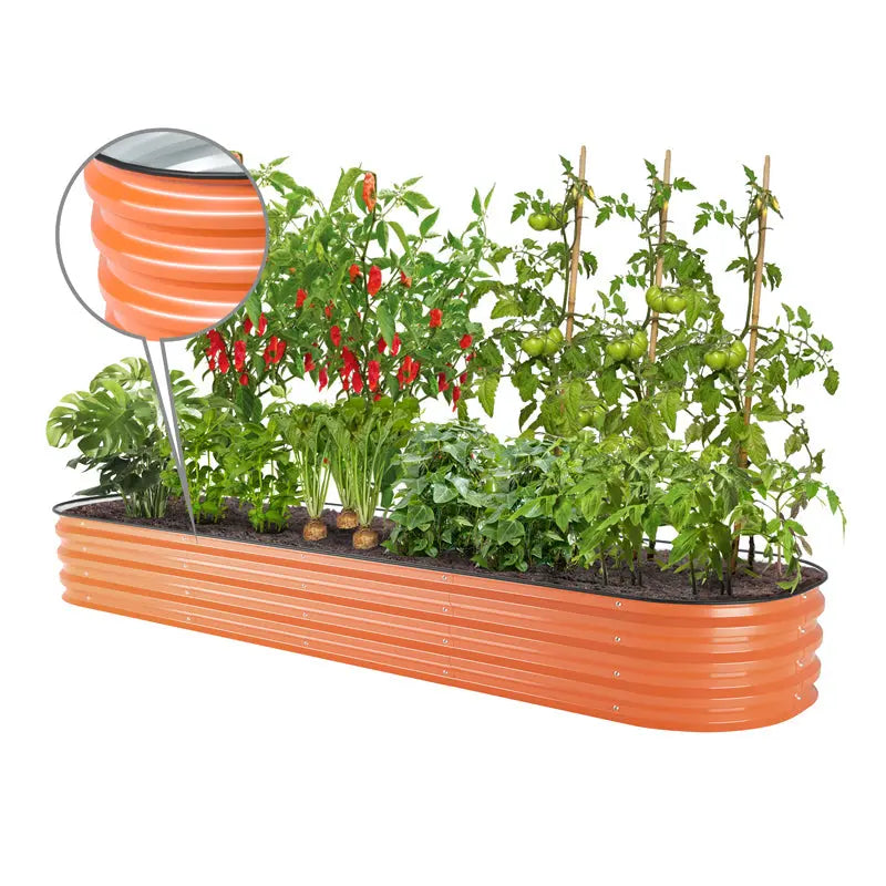 Vegega 11'' Tall 8x2 Corrugated Metal Flower Bed (9 in 1) v2.0