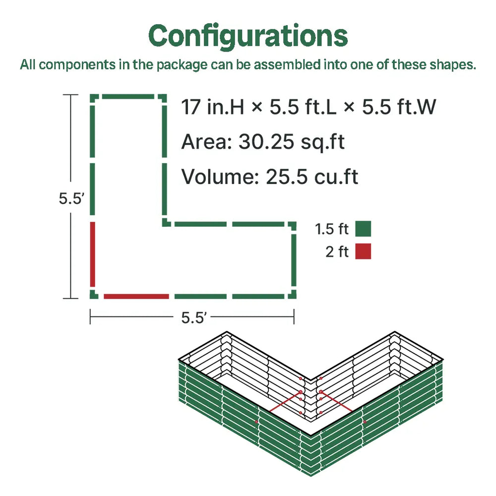 Vegega 17'' Tall Rectangle L Shaped Planter Box v2.0