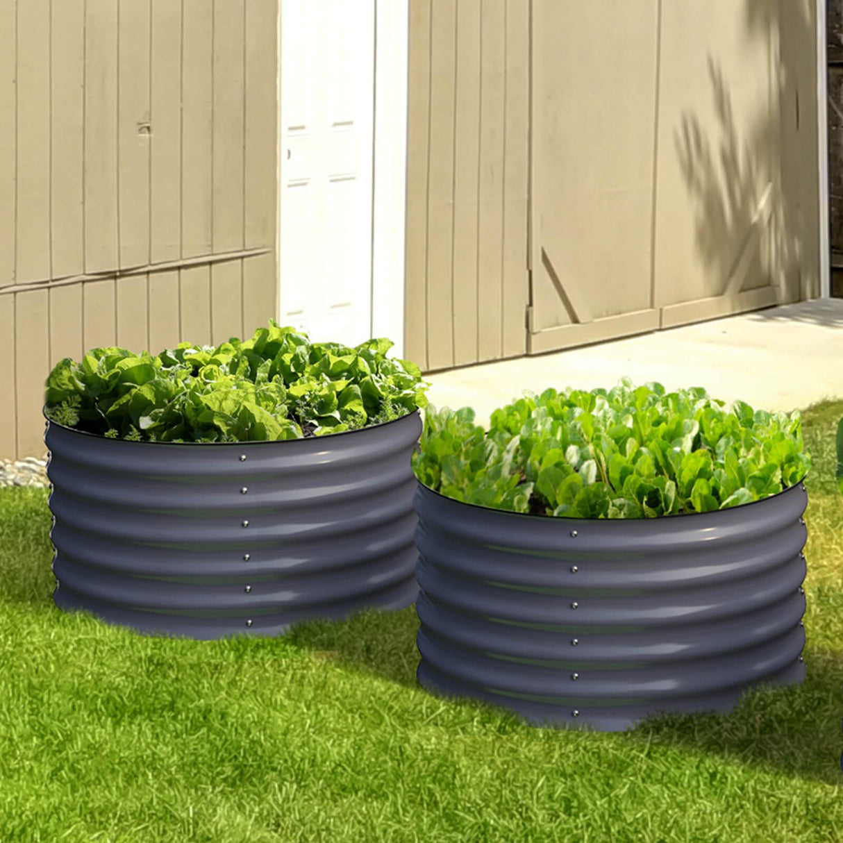 Olle Gardens 17" Tall, 24" Round Pair Raised Garden Beds, (2) per set