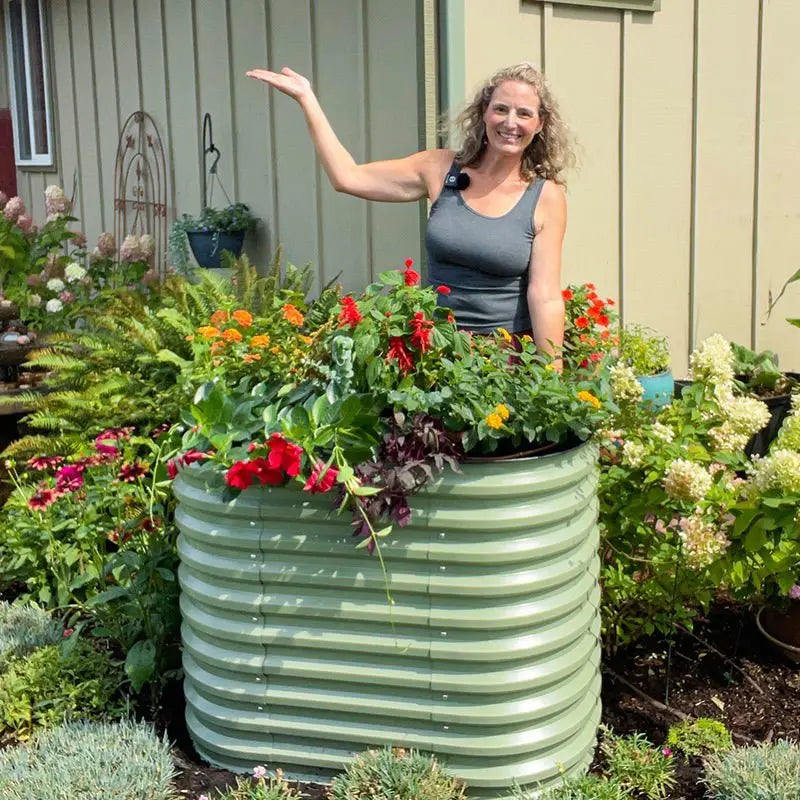 Vegega 32'' Tall 3.5x2 Galvanized Steel Raised Garden Bed (2 in 1) v2.0