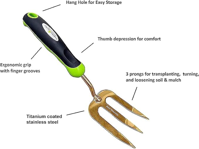 Garden Guru Titanium Garden Tool Set - Includes Hand Trowel Transplanter Cultivator