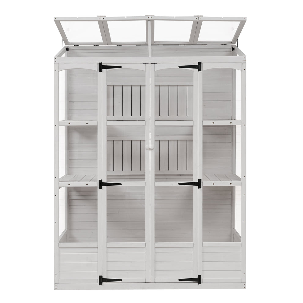 78 Inch Wooden Greenhouse Cold Frame White