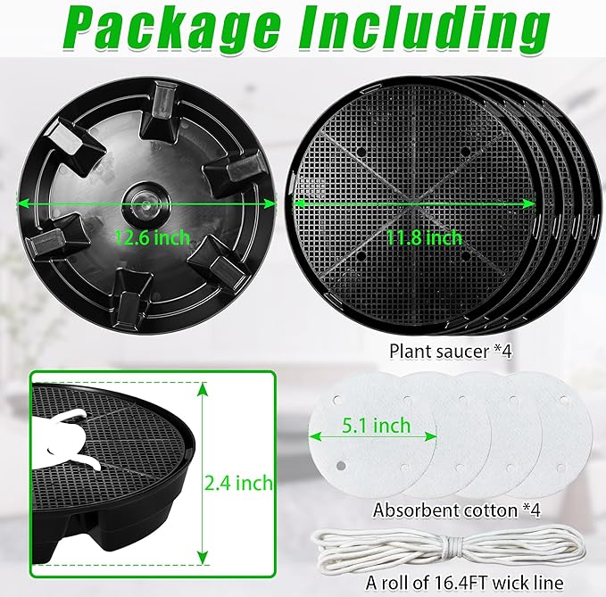 Self-Watering Plant Saucers for Fabric Pots, Pack of 4