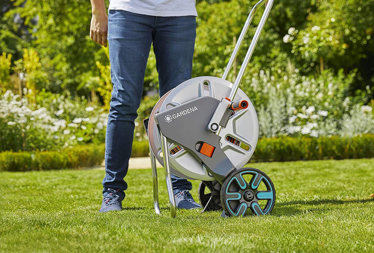 Gardena Metal Hose Cart with Easy Hose Guide & 82 ft Hose Included