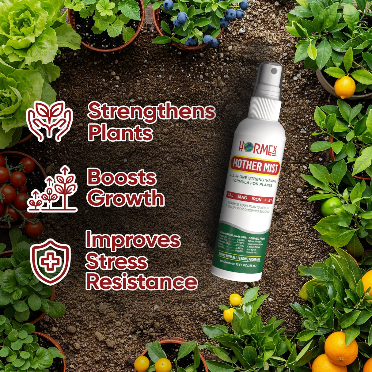 Hormex Mother Mist – Cal-Mag-Iron + B1 Plant Spray for Cloning & Growth
