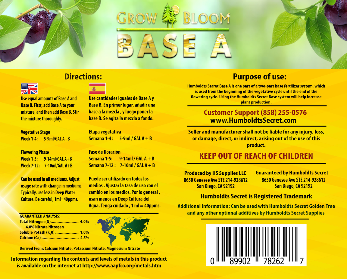Humboldts Secret Base A & B Bundle – 2-Part Grow & Bloom Nutrient System