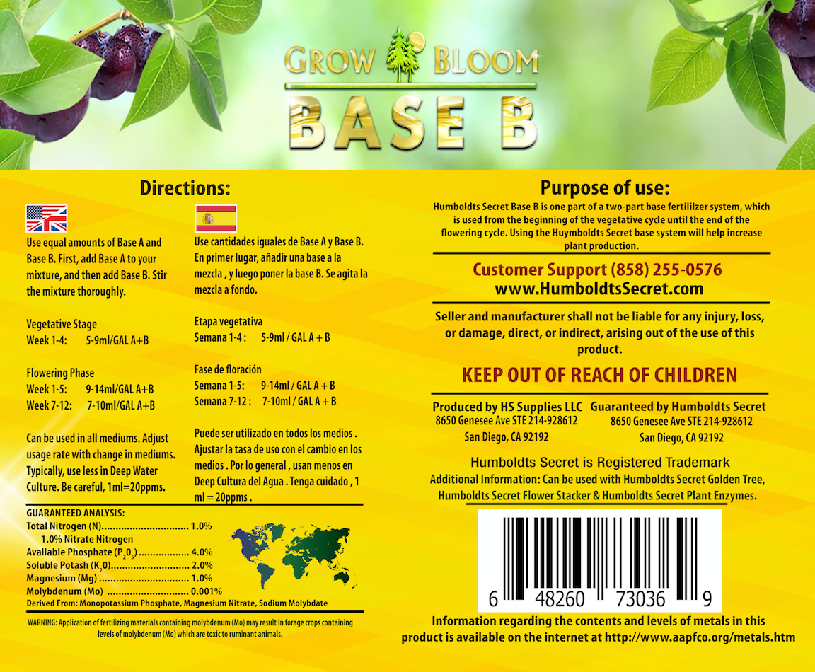 Humboldts Secret Base A & B Bundle – 2-Part Grow & Bloom Nutrient System