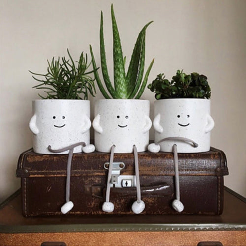 Sitting Ceramic Planter with Dangling Legs