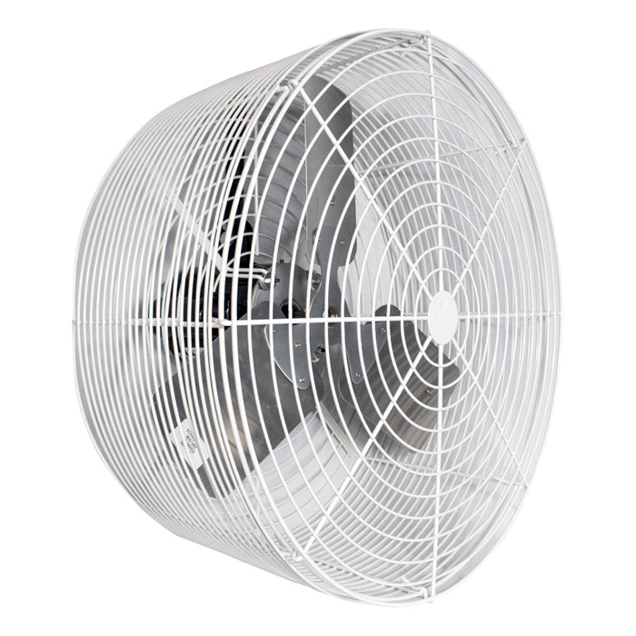 Industrial fan with a white frame on a white background