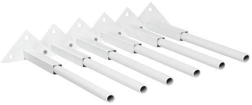 Set of white metal brackets on a white background