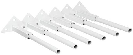 Set of white metal brackets on a white background