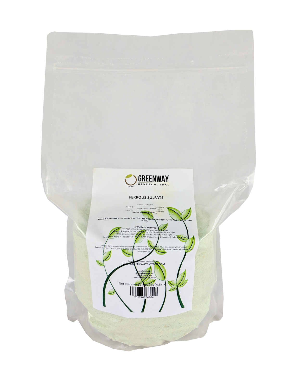 Ferrous Sulfate 20% Iron Fertilizer – Water Soluble Iron for Chlorosis