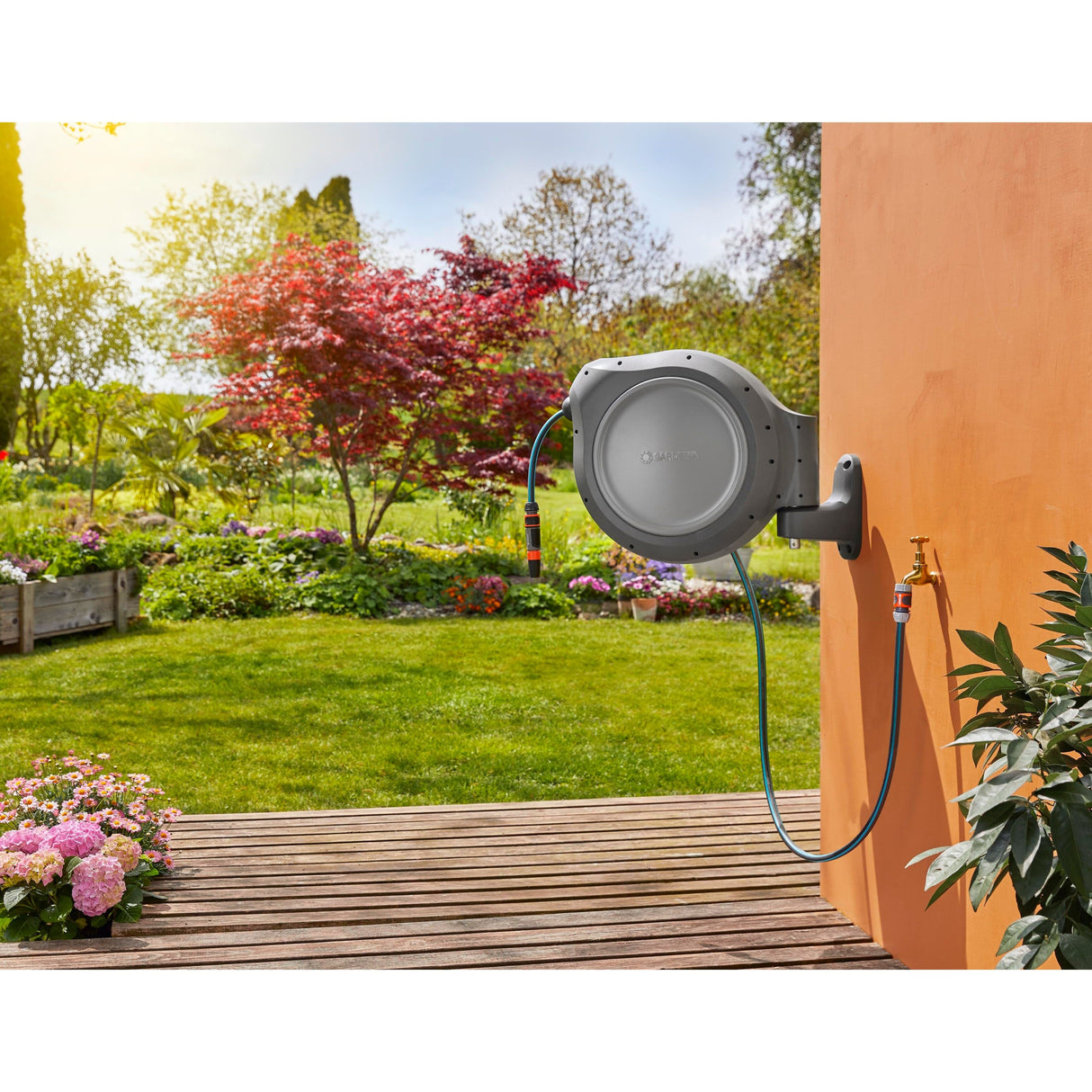 Gardena 50 ft. Wall Mount Hose Reel – Frost-Protected Garden Hose Storage