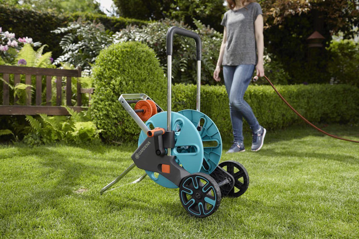 Gardena Hose Cart with Built-In Hose Guide – Holds Up to 195 ft of 1/2" Hose