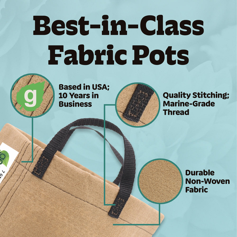 GeoPot Fabric Grow Bags With Handles - Tan