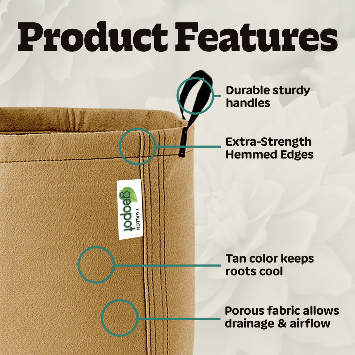 GeoPot Fabric Grow Bags With Handles - Tan