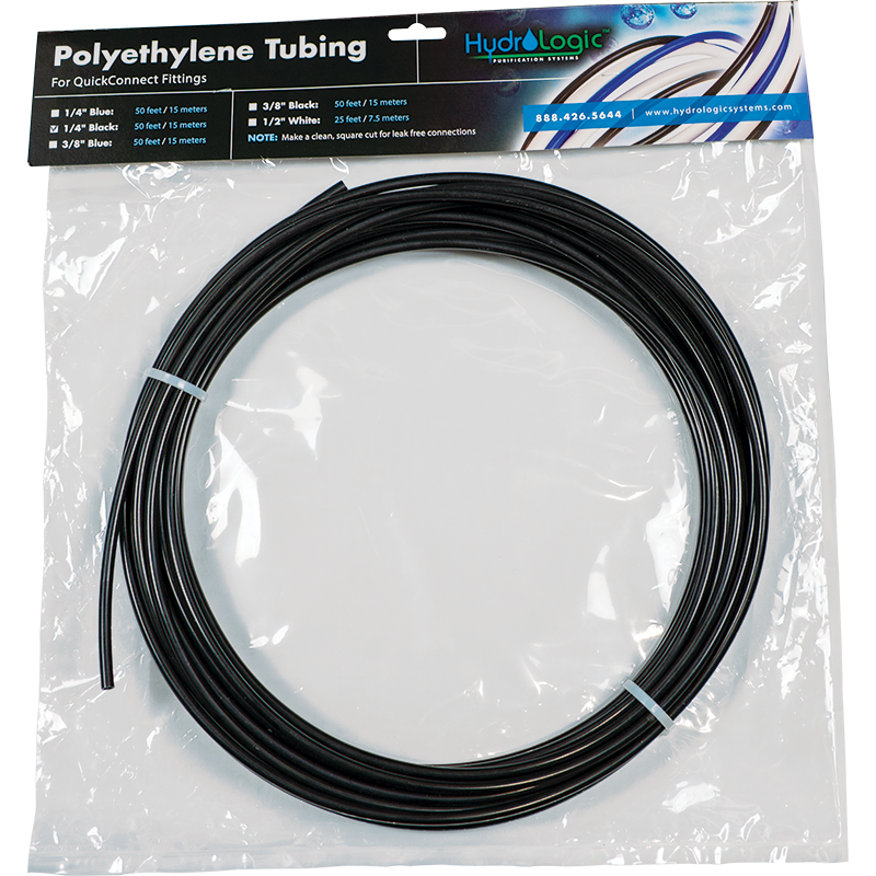 Polyethylene tubing in a clear package with Hydrologic branding.