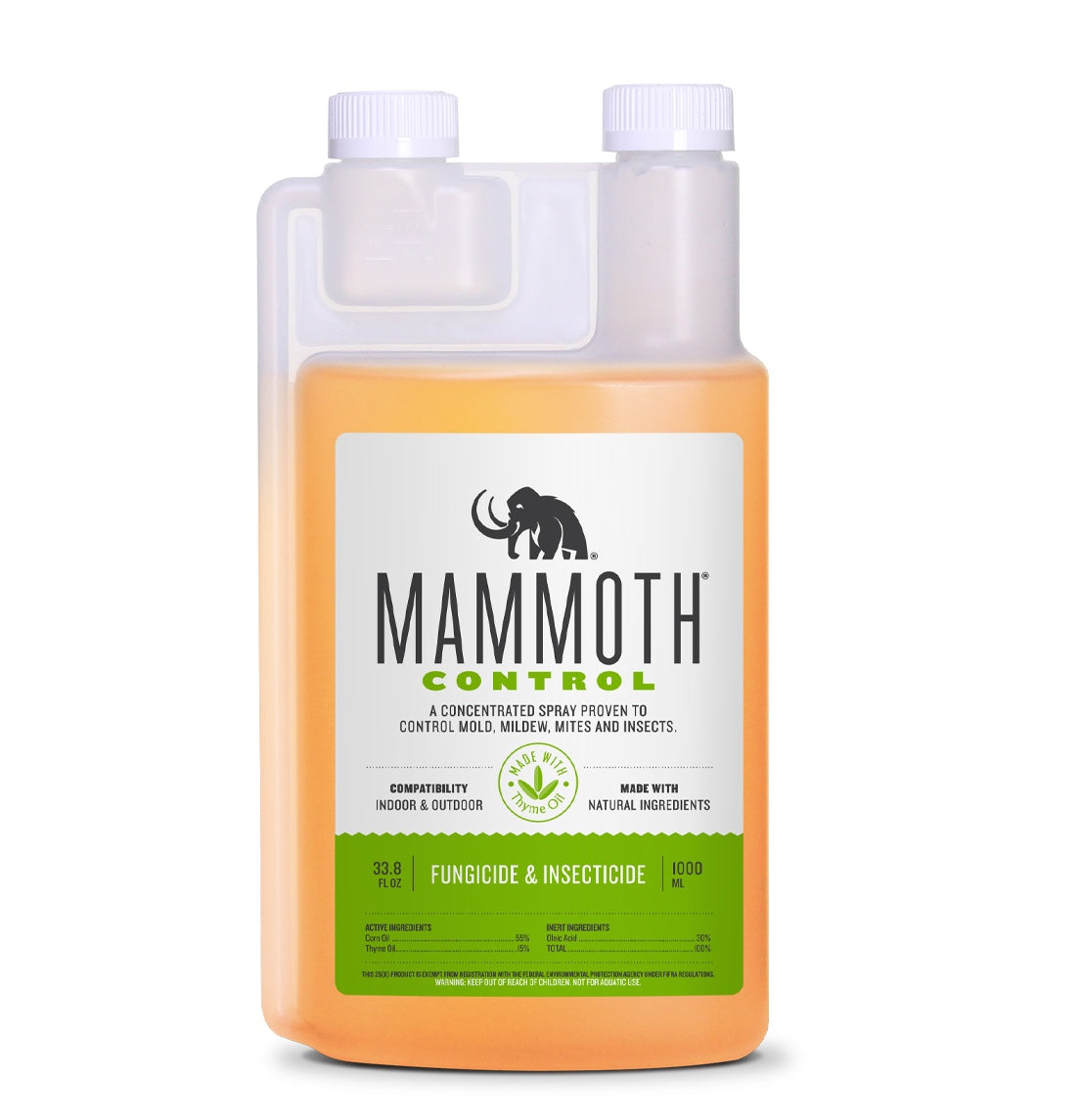 Mammoth Control fungicide and insecticide bottle on a white background