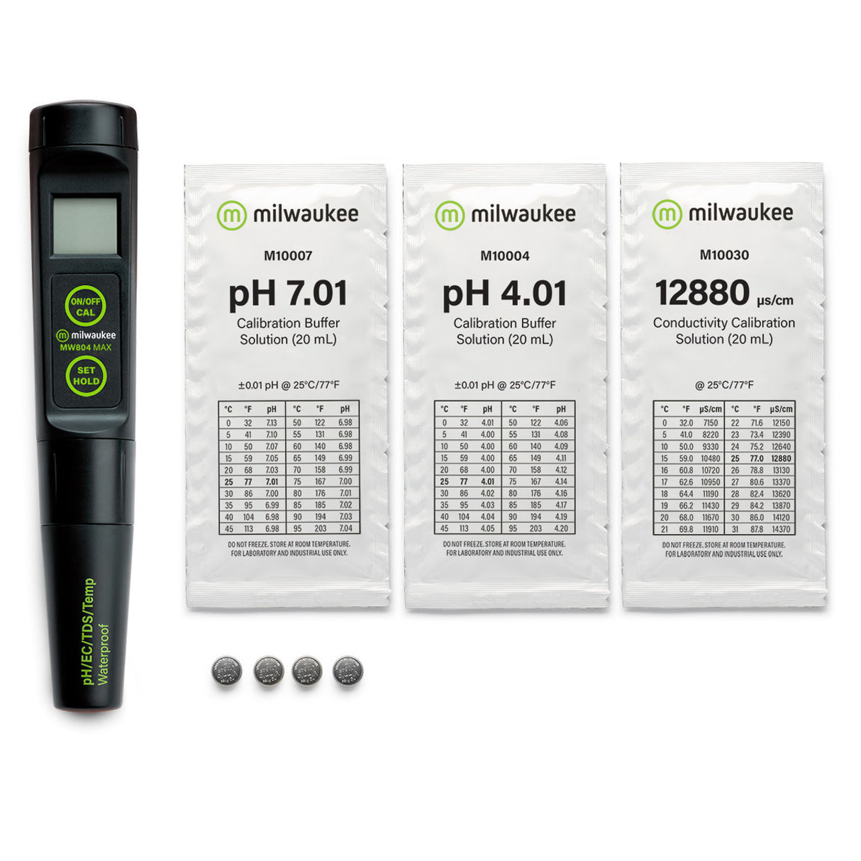 Milwaukee MW804 MAX Waterproof 4-in-1 pH/EC/TDS/Temp Tester with Replaceable Probe