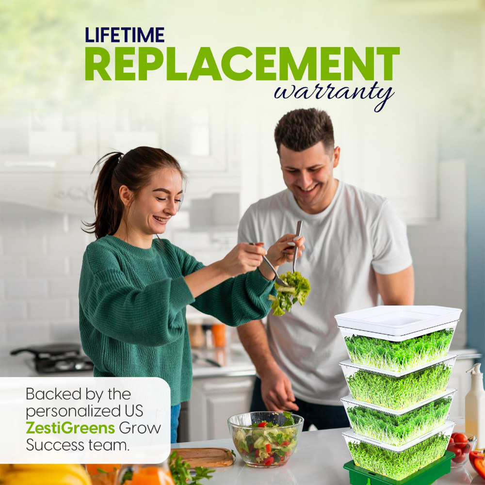 ZestiGreens Tiered Sprouting Kit with Drain Spout – BPA-Free Stackable Seed Sprouter Trays