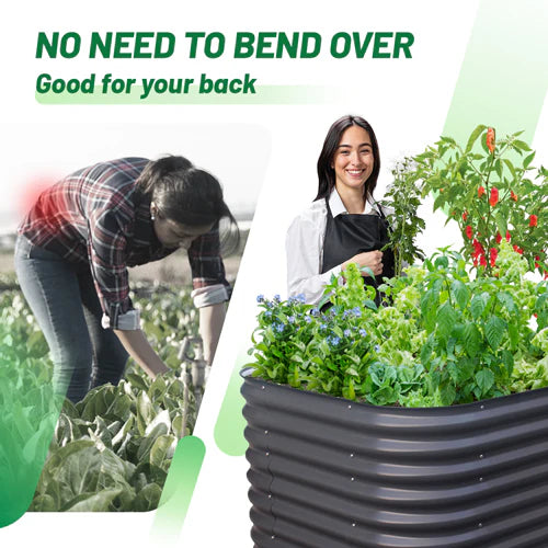 Vegega 32'' Tall 3.5x2 Galvanized Steel Raised Garden Bed (2 in 1) v2.0
