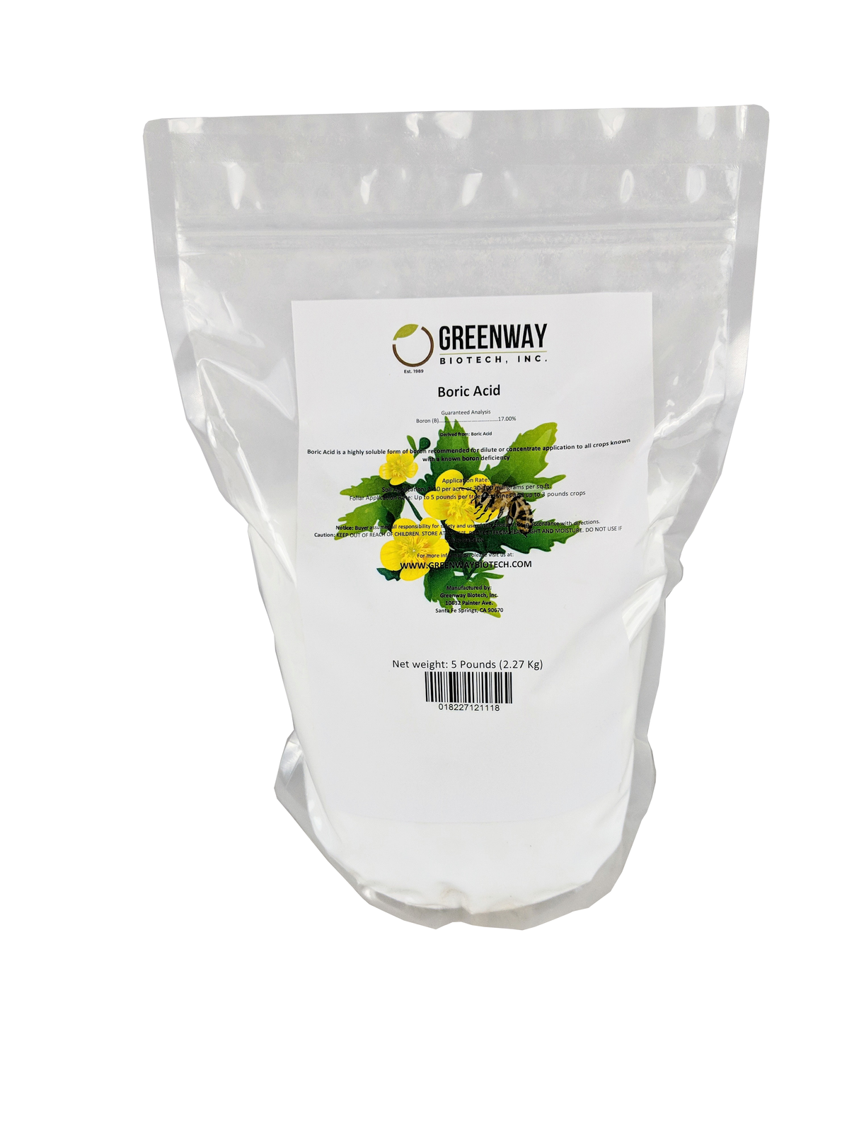 Organic Boric Acid Fertilizer 17% Boron – Water Soluble Micronutrient