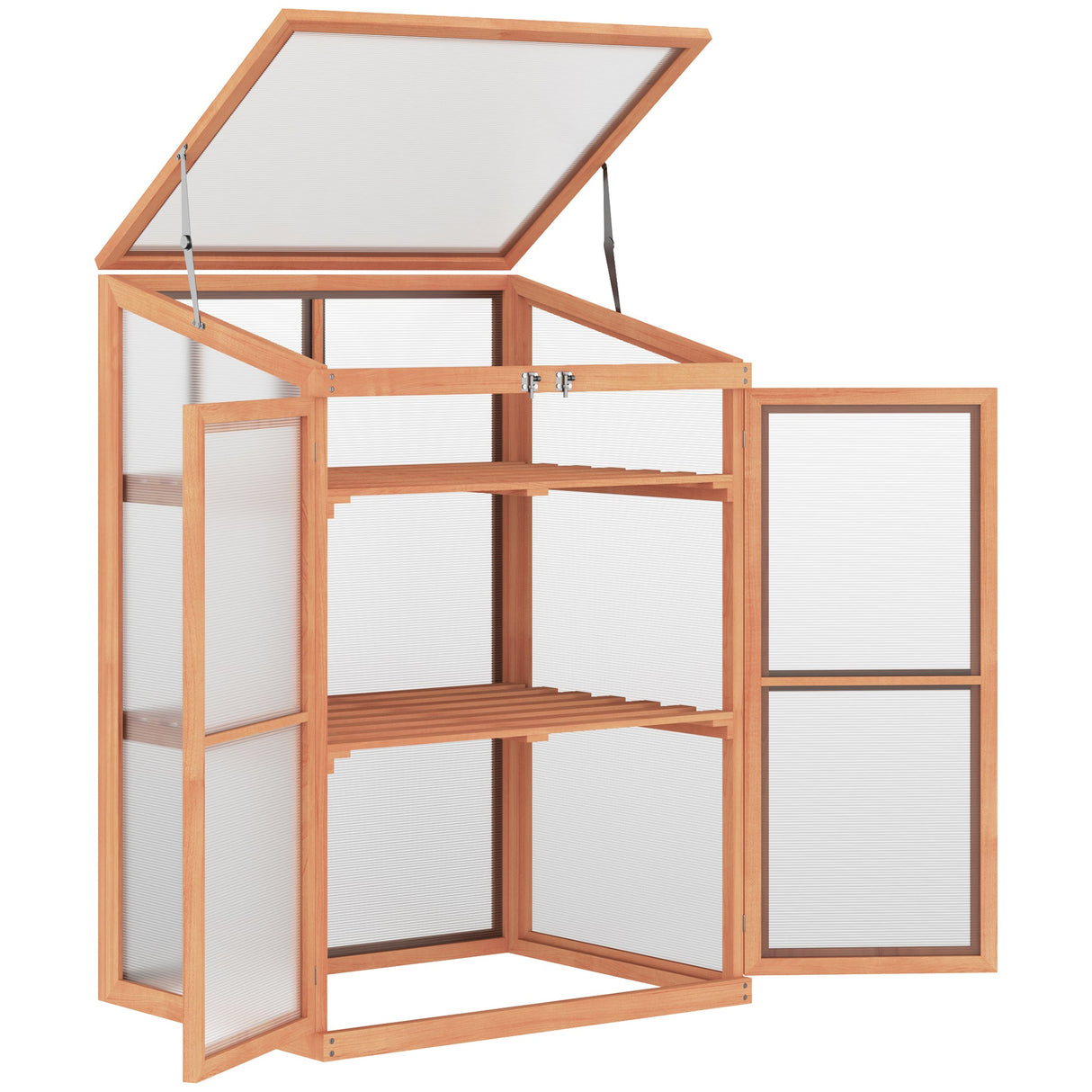 Outsunny Wooden Cold Frame Small Mini Greenhouse Cabinet 30" L X 24" W X 44" H