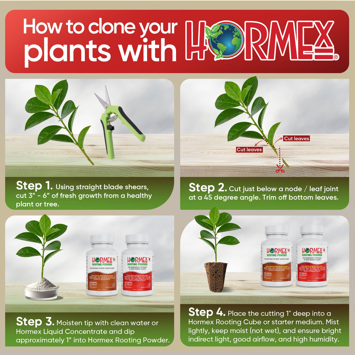 Hormex Rooting Powder Pack #8 & #16 – 0.75 oz Each (2-Pack)