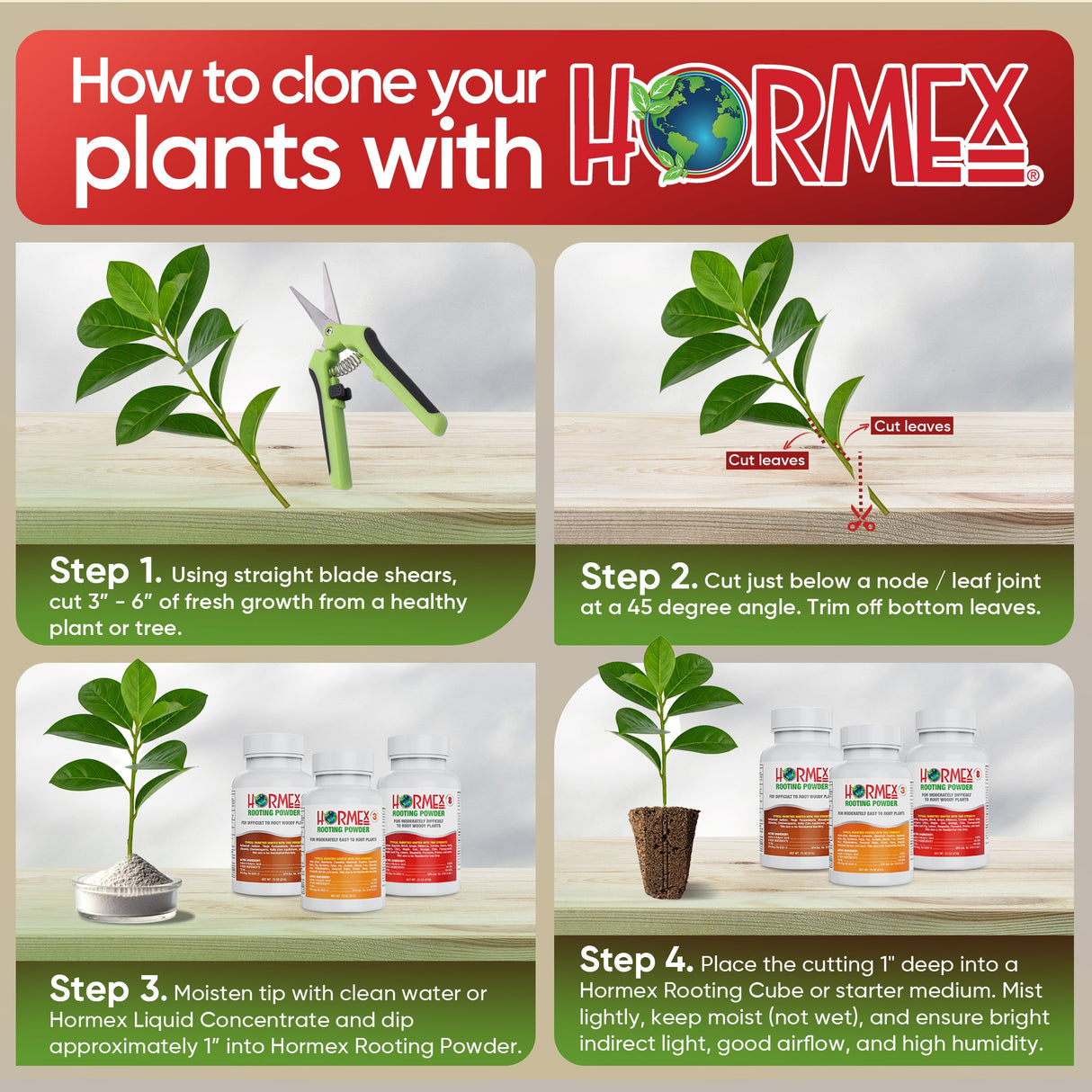 Hormex Rooting Powder Pack #3, #8, #16 – Cloning Hormone for All Cuttings