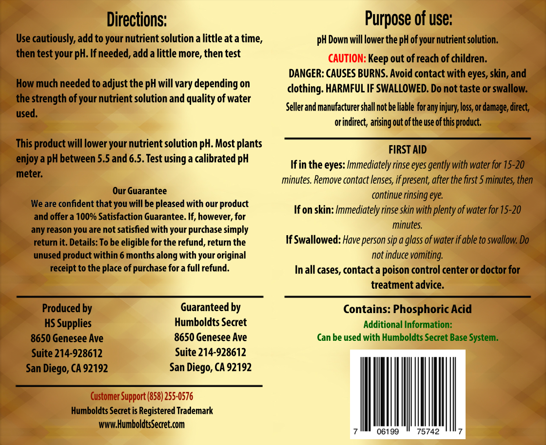 Humboldts Secret PH Down Liquid Plant pH Decreaser