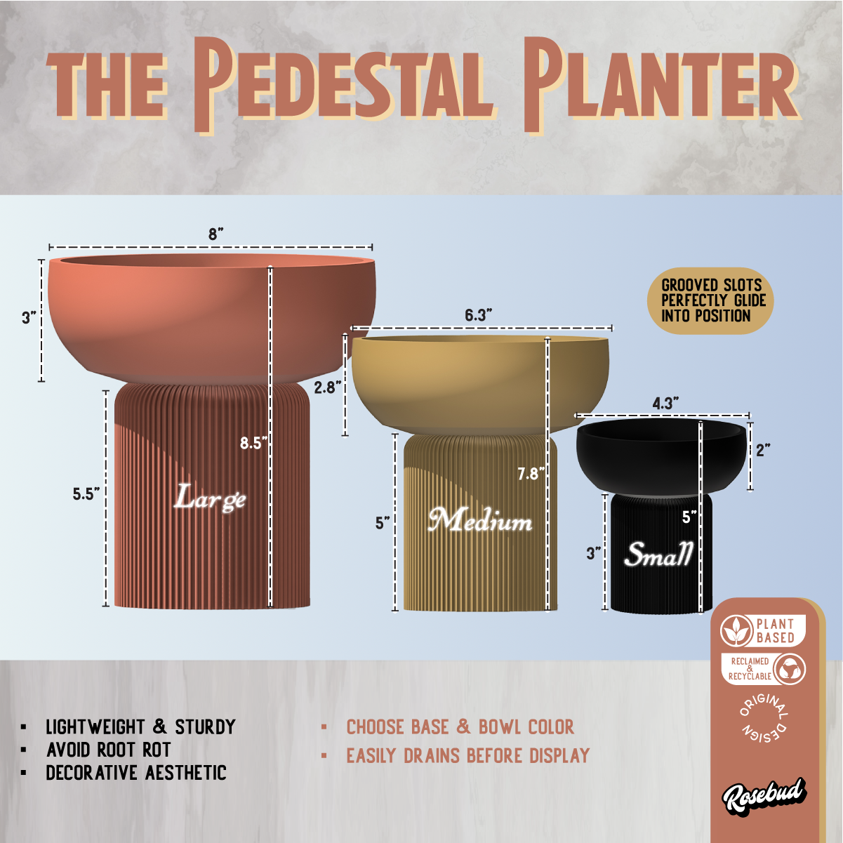 Modern Pedestal Plant Pot – Two-Piece Design