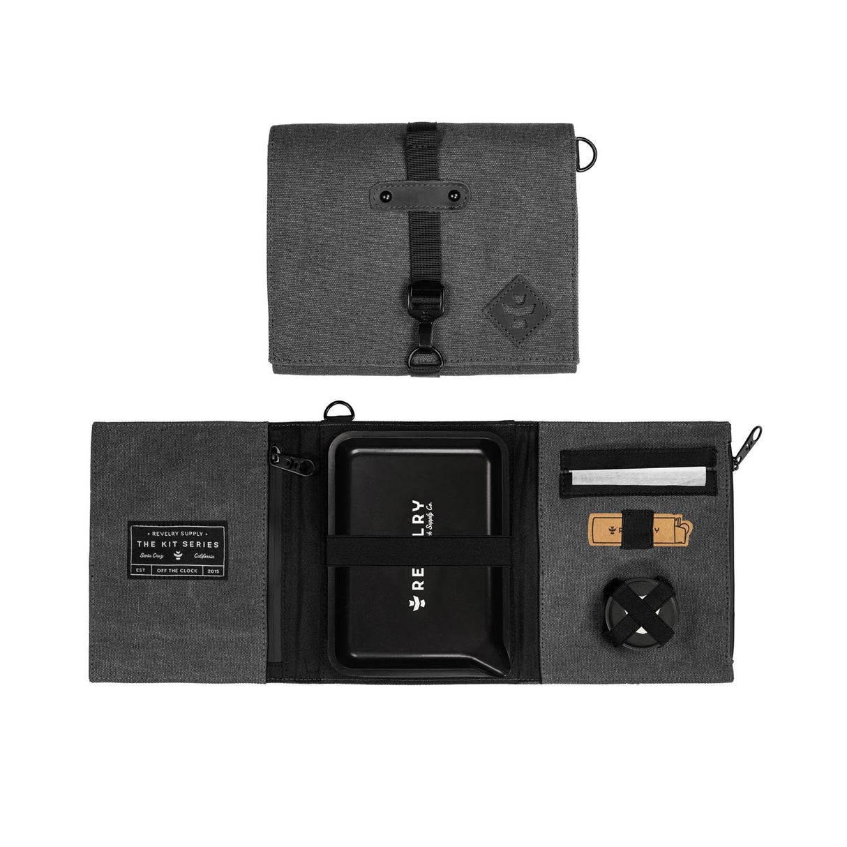Revelry Supply The Rolling Kit – Smell Proof Travel Set with Tray, Grinder & XL Papers