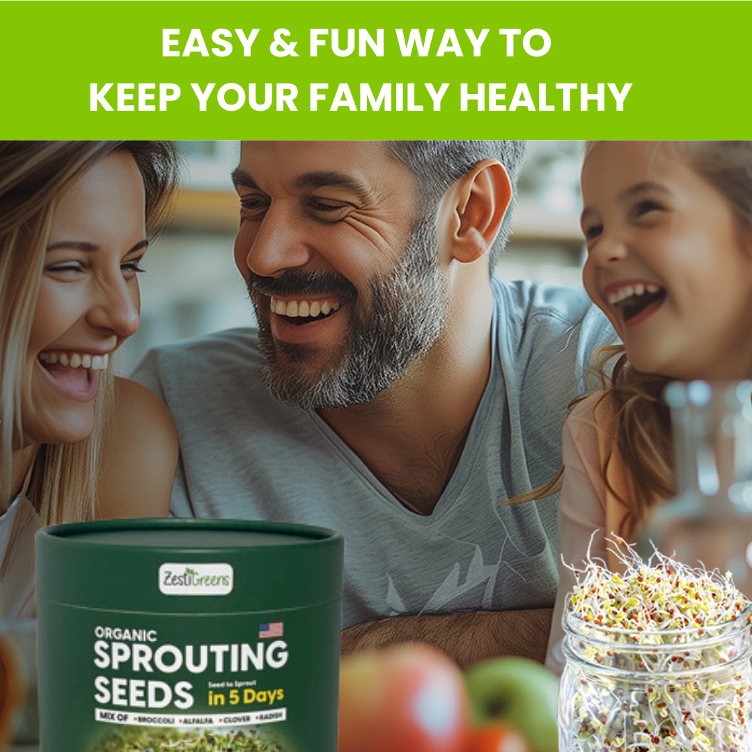 ZestiGreens Organic Sprouting Seed Mix – Broccoli, Radish & More