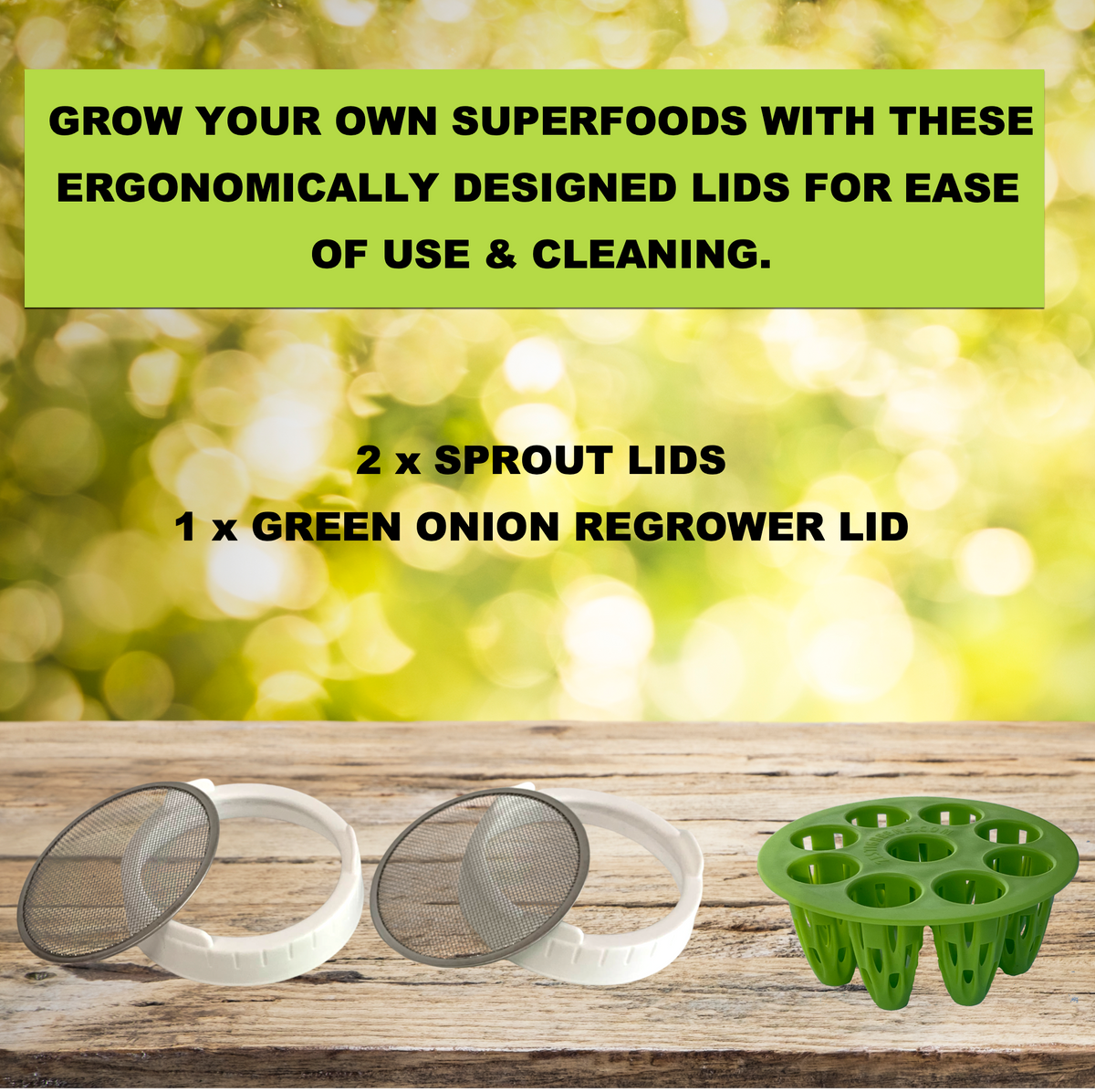 ZestiGreens Mason Jar Sprouting Lids & Green Onion Regrower