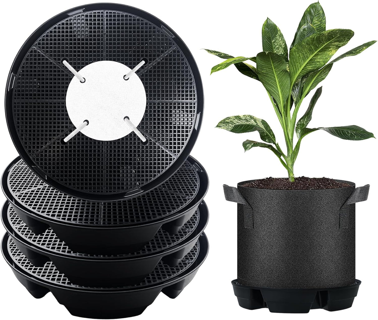 Self-Watering Plant Saucers for Fabric Pots, Pack of 4