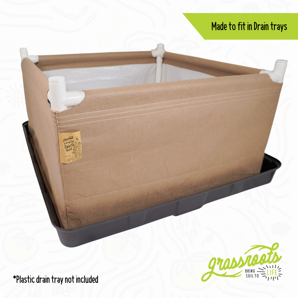 Grassroots Living Soil Fabric Bed – Complete Kit with MoistureLock™ Liner & PVC Frame