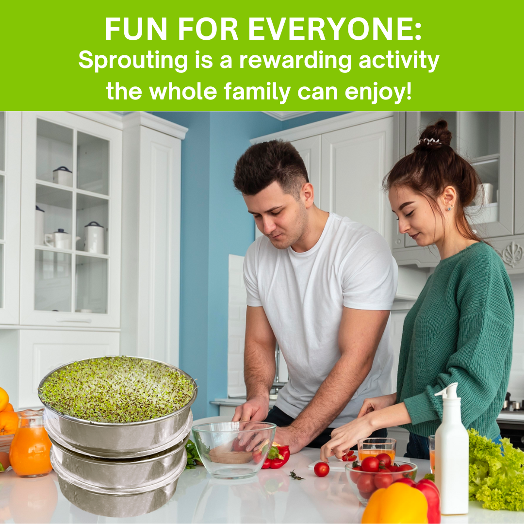 ZestiGreens Stainless Steel Seed Sprouter Kit – 3-Tier Stackable Sprouting Trays with Dual Mesh