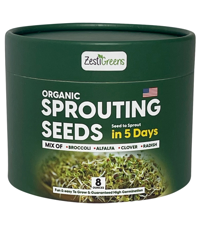 ZestiGreens Organic Sprouting Seed Mix – Broccoli, Radish & More