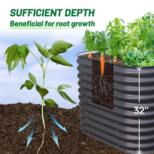 Vegega 32'' Tall 3.5x2 Galvanized Steel Raised Garden Bed (2 in 1) v2.0