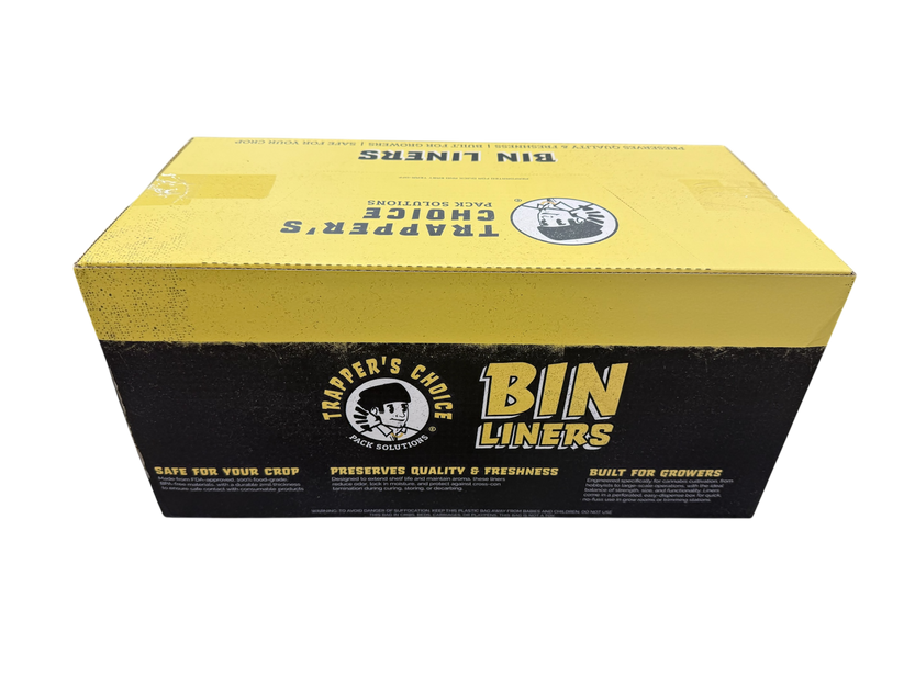 Box of Trapper's Choice Bin Liners with yellow and black design