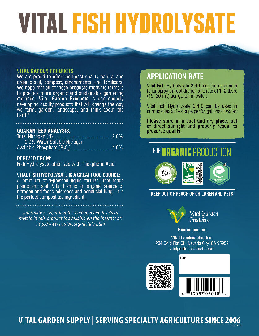 Vital Fish Hydrolysate 2-4-0 – Organic Liquid Fertilizer for Growth & Bloom