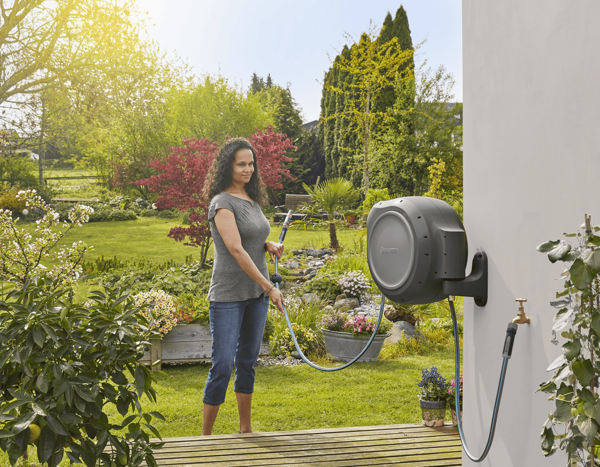 Gardena 50 ft. Wall Mount Hose Reel – Frost-Protected Garden Hose Storage