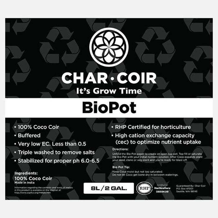 Char Coir BioPot, 4 Gallon (Case of 10)
