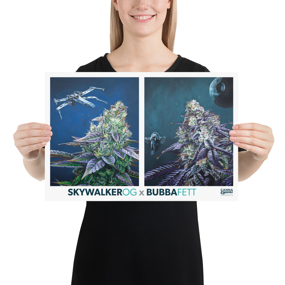 Star Wars Cannabis Poster – Skywalker OG & Bubba Fett Strain Art
