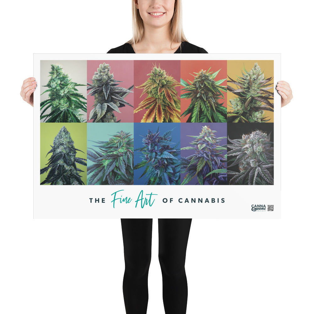 Cannabis Strain Art Collection Poster – 36x24" Featuring 10 Strains
