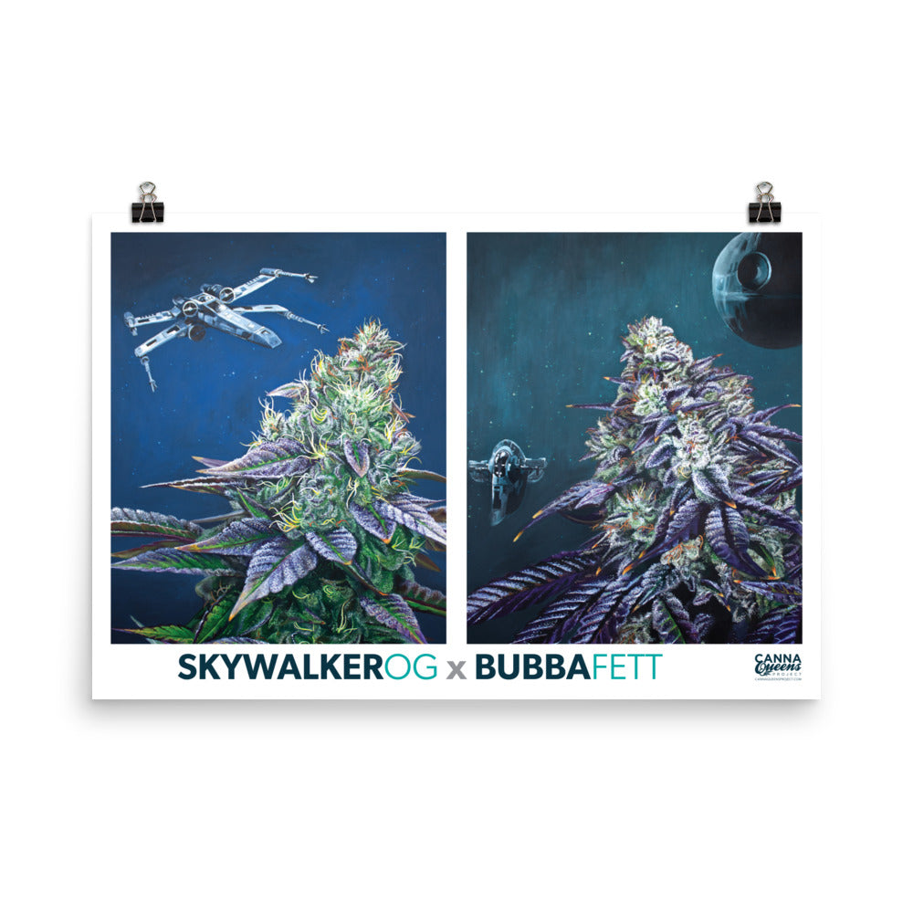 Star Wars Cannabis Poster – Skywalker OG & Bubba Fett Strain Art