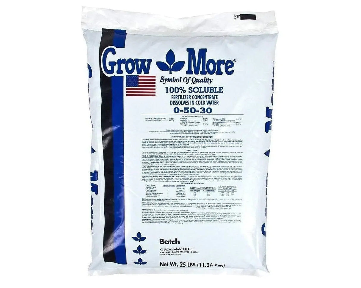 Grow More Water Soluble Flower Hardener (0-50-30), 25 lbs.