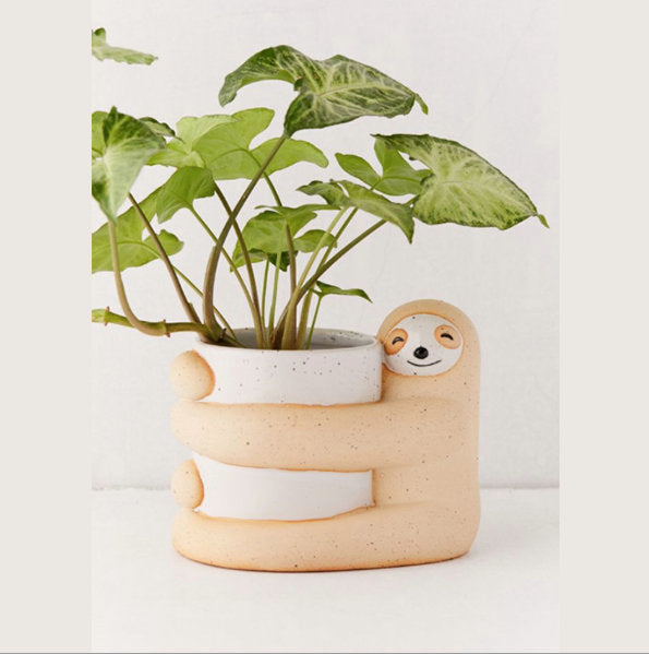 Large Hugging Sloth Ceramic Planter Pot for Succulents & Plants