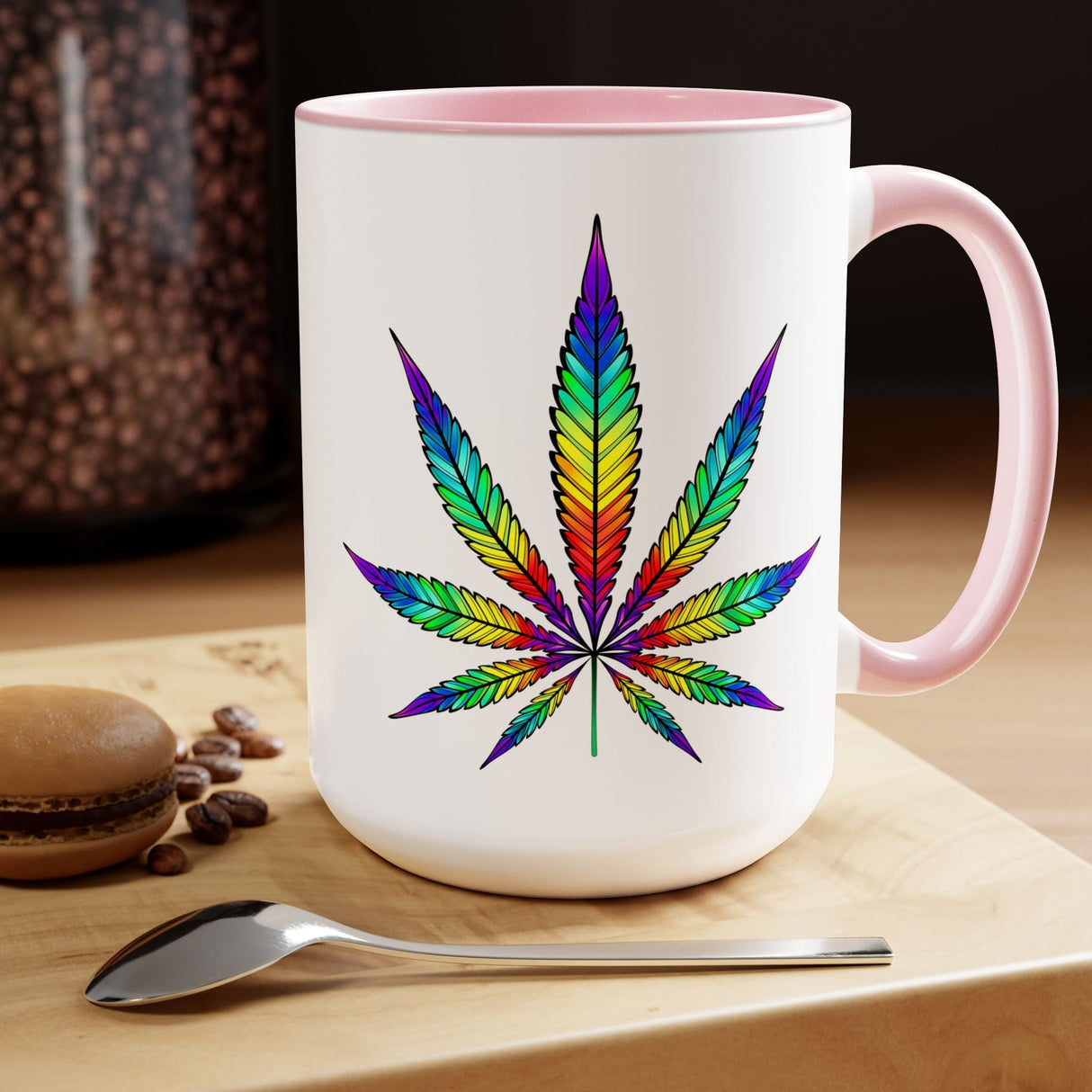 Vibrant Rainbow Cannabis Mug