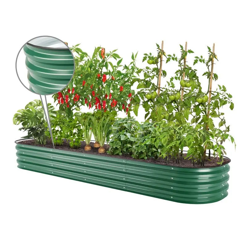 Vegega 11'' Tall 8x2 Corrugated Metal Flower Bed (9 in 1) v2.0